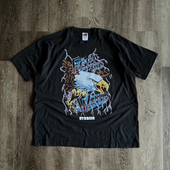 Vintage 1996 Feel The Wind Thunder Eagle Sturgis T-Shirt
